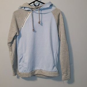 Baby Blue and Gray Double Hooded Sweatshirt